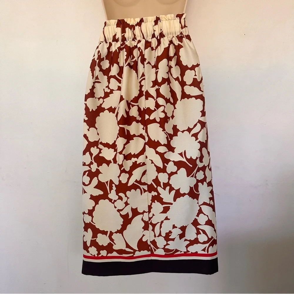 Ann Taylor Factory Cream and Brown Floral Wrap Skirt Size XS - Picture 2 of 11